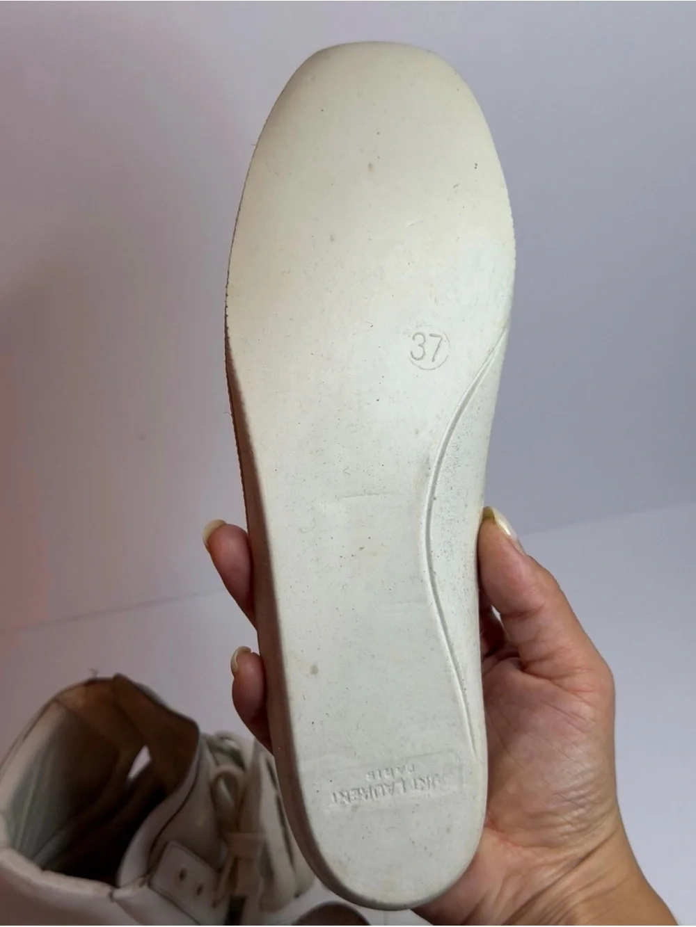 Saint Laurent SL/10H Court Classic High-top Sneakers in White Leather Size 37
